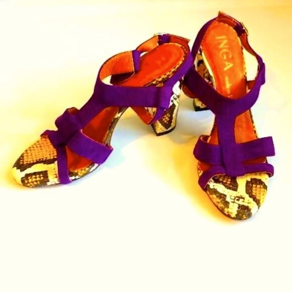 New INGA Savits Designer Italy Rare Snakeskin Slingback Sandal 6 MSRP $1790 - Picture 4 of 12